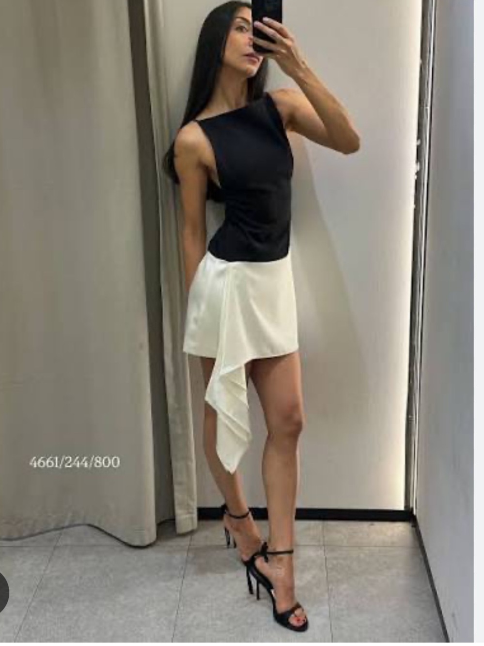 Zara Black & White Asymmetrical Draped Mini Dress | M